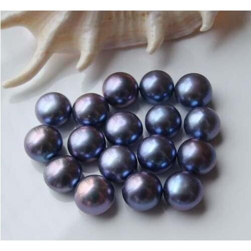 Favorite Pearl Loose Beads AAA 5-6MM Peacock Blue Color Freshwater Button Pearls Half Drilled DIY Jewelry Marking For Earring
