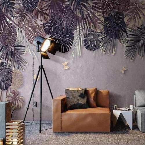 Milofi custom 3D wallpaper mural Nordic hand-painted retro style tropical plant indoor background wall