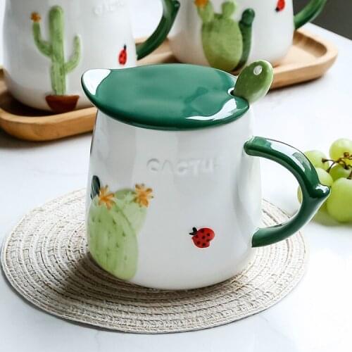 Cartoon Creative Ceramic Cup Coffee Mug Cute Girl Reusable Simple 3D Printing Travel Mugs High Capacity Taza Wedding Gifts E5MKB