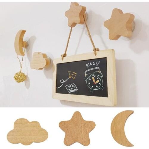 Wall Hooks Hat Hooks Wooden Wall Coat Rack Key Towel Clothes Hangers Star Moon Wall Art Hook For Bedroom Living Room Крючки