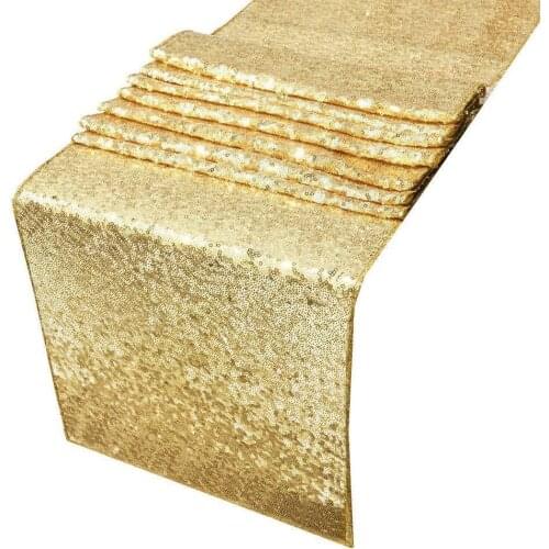 Sequin Table Runner Sparkly Rose Gold Event Party Supplies Fabric Decorations for Holiday Wedding Birthday Christmas Cloth Decor