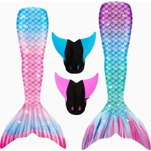 2021 New Kids Adult Mermaid tails with monofin For Summer Swimming Mermaid Suit with Flipper Swimmable Costume
