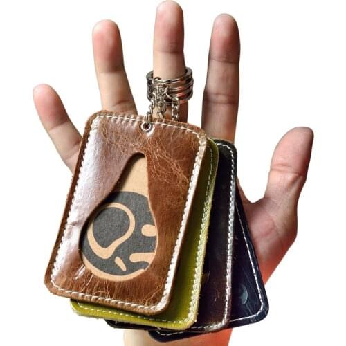 Wholesale Good Leather Thin Bank Card Case Quality ID Pocket Mini Card Wallet Men Small Key Ring Bus Card Holder Cash Cards Pack