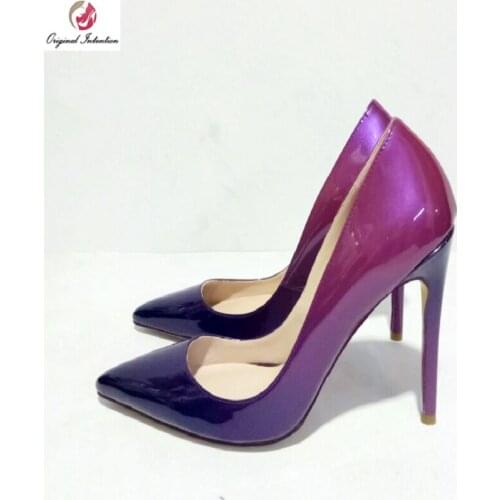 Original Intention New Sexy Women Pumps Popular Pointed Toe Thin Heels Pumps Red Purple Gradient Shoes Woman Plus US Size 4-15