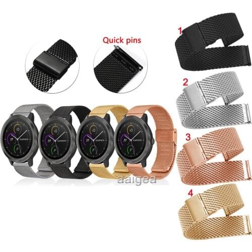 Milanese Stainless Steel Band Strap For Garmin Vivoactive 3 Music all model Watchbands 20mm 22mm