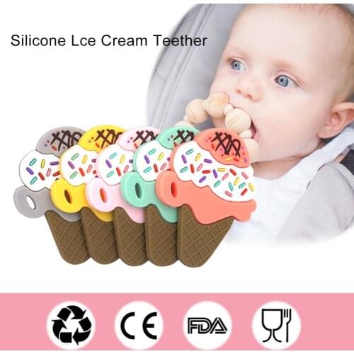 Silicone Teethers for Baby BPA Free Toddle Teething Toys Safe Cute Ice Cream Beauty Fish Elephant Baby Ring Teether for Kids