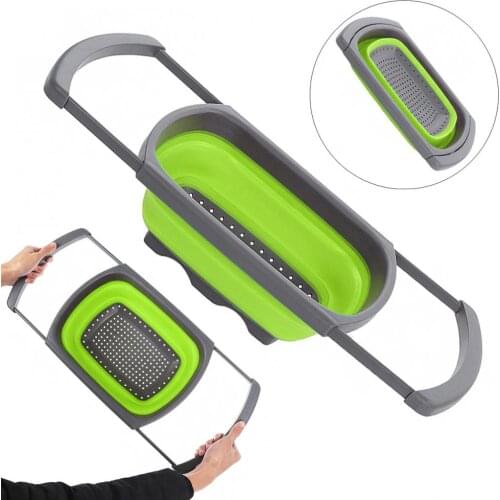 Telescopic Foldable Silicone Strainers Collapsible Colander Set Fruit Vegetable Basket for Home Fruit Cleaning / Kitchen Storage