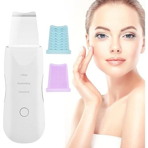 Ultrasonic Skin Scrubber Rechargeable Ion Deep Face Cleaning Vibration Massager Acne Blackhead Removal Cleanser Exfoliating Pore