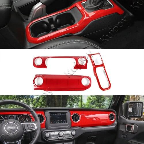 Interior Mouldings for Jeep Wrangler JL 2018 Up Center Console + Gear Shift Panel Decorative Decor Cover Frame Sticker Trim