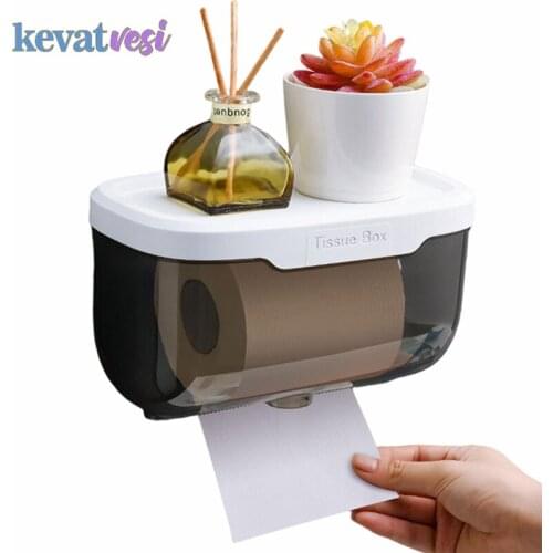 Waterproof Toilet Tissue Box Wall Mounted Toilet Paper Holder for Home Kitchen Bathroom Roll Paper Storage Rack Phone Holder