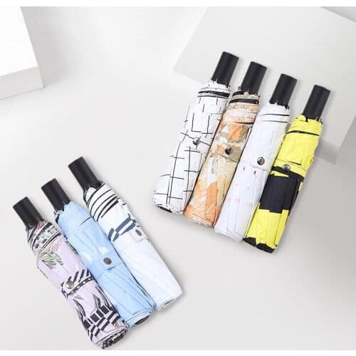 High Quality Automatic Umbrella Rain Women Three-folding Umbrella Windproof Cartoon Umbrella Female Waterproof Parasol