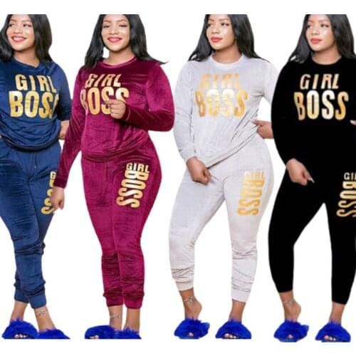 YICIYA Plus Size Tracksuit Two Piece Set Fitness Outfit XL-5XL Letter Print Velvet Womens Set Sweatshirt Top Jogger Pants Suit