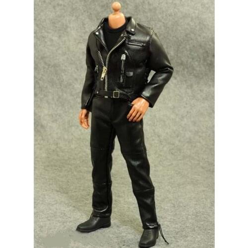 1/6 Scale Arnold Schwarzenegger Leather Jacket Costume Suits Model Toys fit 12 inches Action Figure Body Doll Accessory
