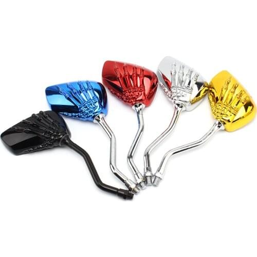For Honda Suzuki Kawasaki /Shadow Spirit VT750 VT1100 VL 700 750 800 1 Pair Universal Motorcycle Skull Hand Rearveiw Mirrors