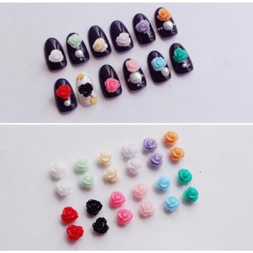 1000 pcs 12 colors 3d nail art charm jewelry 6mm resin flower decoration for nails stud diy glue nail art sticker,HJ25-_5541KL6f