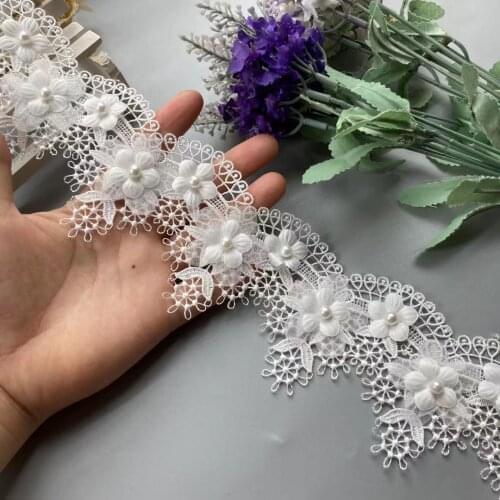 10X Soluble White Grape Flowers Pearl Lace Trim Ribbon Embroidered Knitting Wedding Dress Handmade Patchwork Sewing Supplies