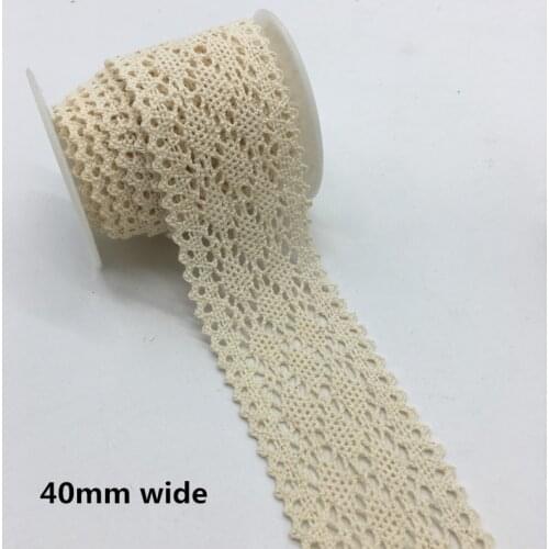 2 Yards/lot 40mm Wide Apparel Sewing Fabric Trim Cotton Crocheted Lace Fabric Ribbon Handmade Accessories #FF11
