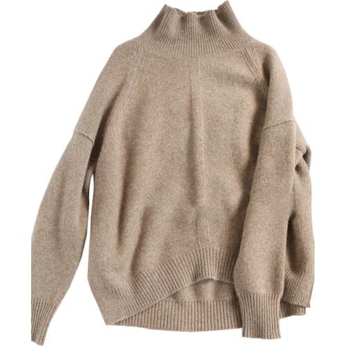 2020 fall/winter sweater ladies plus size high neck knitted pullover fashion loose cashmere sweater new ladies casual sweater