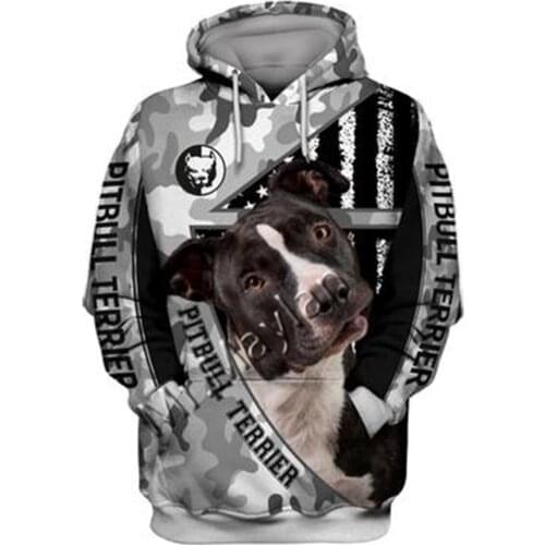 2021 Fashion Animal Pit Bull 3D Printed Hoodie Men Women Casual Pet Dog Designs Hooded Oversized Hooded Coat Drop Shipping WQ-72