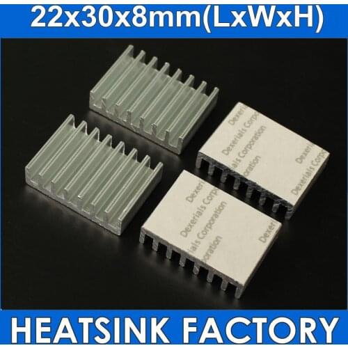 8pcs 22*30*8mm Anodized and Slotted Aluminum Heatsink With Thermal Adhesive Double Sided Tape