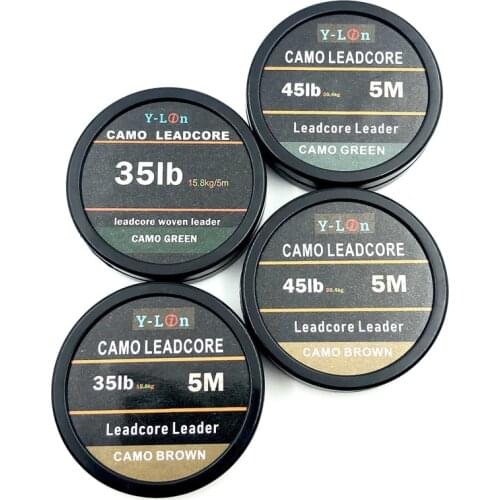 5m Braided Lead Core Carp Leader Line Camo Brown Mainline Leadcore for Carp Rig Chod Helicopter Rig Carp Coarse Fishing Line