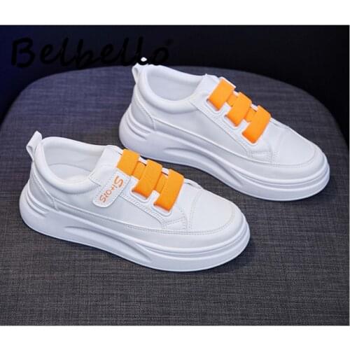 Belbello white shoes New style Autumn Female Students Fashion shoes Portable Breathe freely Casual shoes Sneakers