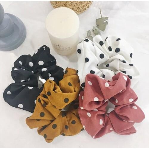 Free shipping womens hair scrunchies dot scrunchy headwear Satin Ponytail Holder Hair Accessories