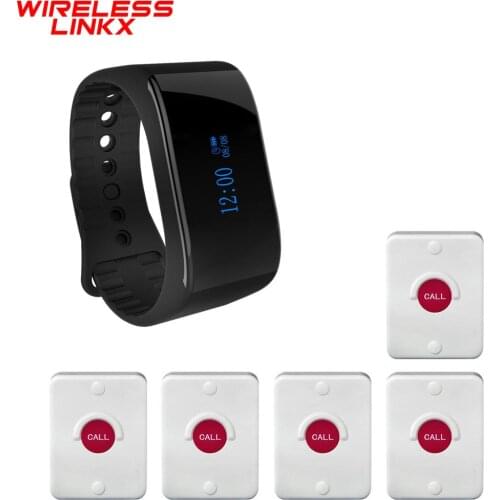 Wirelesslinkx Wireless Caregiver Pager Patient Calling Button System Waterproof Hospital Nurse Calling Wrist Watch Pager