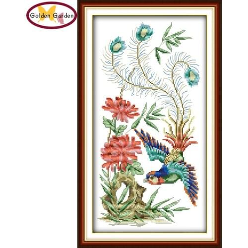 GG Phoenix and Flower Pattern Painting 11CT 14CT Handmade Crafts Chinese Cross Stitch Embroidery Needlework Set for Home Decor