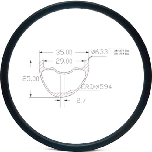 Graphene carbon mountain rims disc bikes rim 29er AM mtb bike rim bicycle rims 35x25mm asymmetric AM430g tubeless mtb wheel