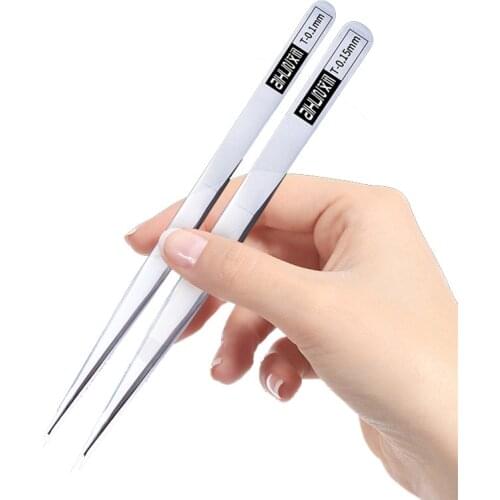 JC Aixun 0.1mm 0.15mm IC Chip Tweezers Motherboard Micro Repairing Forceps Planting Tin Flying Wire Clamp Repair Tweezers