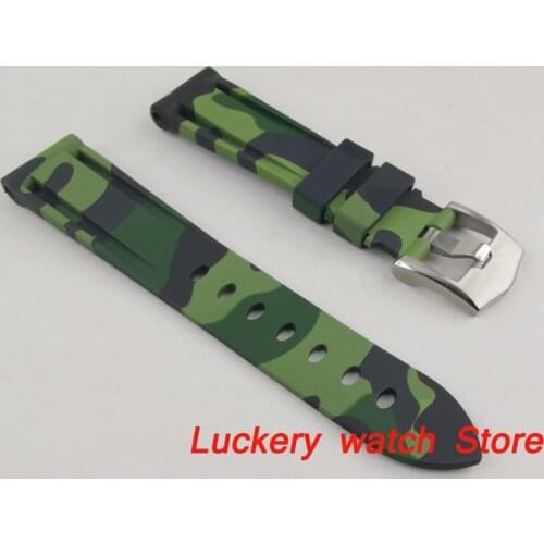 20mm ArmyGreen Camouflage rubber strap fit 20mm width mens watch-BD16