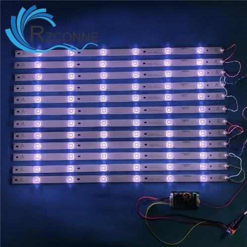12 pcs 544mm LED Backlight 6 Lamp strip kit Board with Optical Lens Fliter for 55 inch LCD LED TV 12V input update CCFL