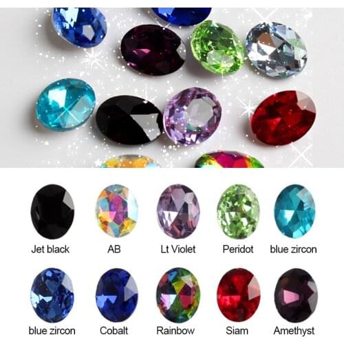 1 Pack Colorful Nail Rhinestones Mixed Oval AB Crystal Glass Gems Strass 3D Glitter Nail Art Decorations