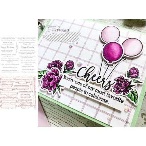 Happy Birthday Letters Words Metal Cutting Dies and Clear Stamps Scrapbooking Craft Stencil Seal Sheet Decor Embossing Template