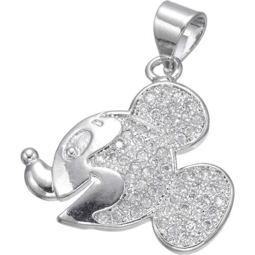 Cute DIY Cartoon Mouse Pendant Animal Charms For Jewelry Making Micro Pave Zircon Jewellery Accessory Wholesale CHF486