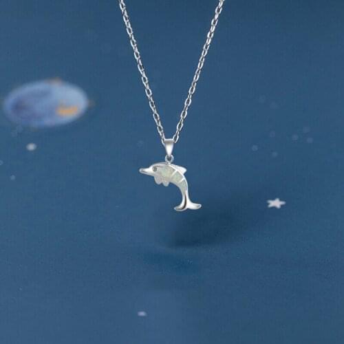 Animal design Cute Dolphin style White Fire Opal Silver Stamped Huge Pendants for women Fashion jewelry OP529