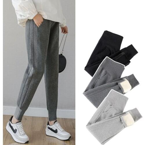 New 2021 Maternity Pants Autumn and Winter Casual Cotton Pregnant Women Plus Velvet Thick Trousers Maternity Soft Warm Trousers