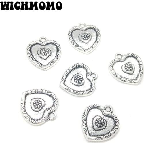 2019 New Fashion 10pieces/bag 21mm Zinc Alloy Hearts Flowers Charms Pendants DIY Necklaces Bracelets Jewelry Accessories
