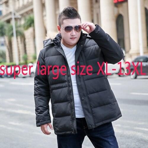 New High Quality Men Fur Collar Hooded Winter Thickened Extra Large White Duck Down Casual Coat Plus Size XL-10XL 11XL 12XL 13XL