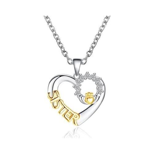 New fashion Creative love SISTER micro-set zircon wild pendant For Women girl Accessories jewelry wholesale