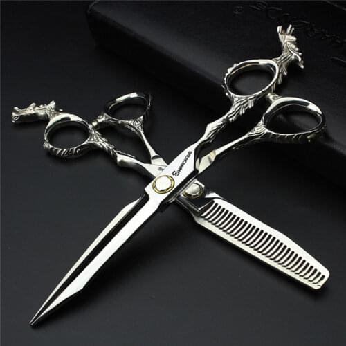 Scissors Stainless Steel 440C Pet Scissors Hairdressing Scissors 6-inch Kit for Thinning Hair Wearing Sharp and Non-slip