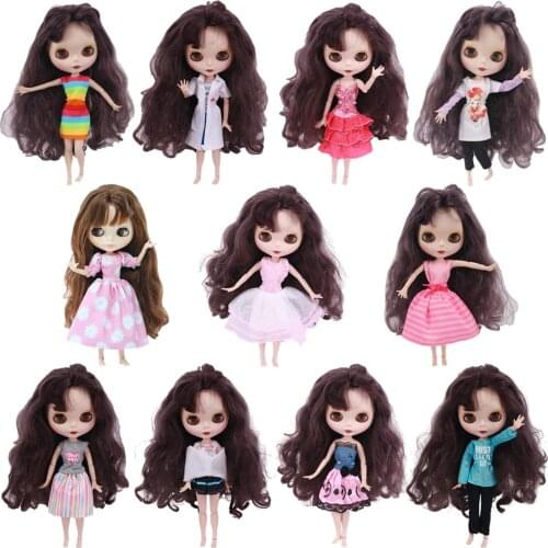 Doll Clothes Outfit Tops Vest Trousers Skirt Dress Casual Daily Clothes Accessories for 1/6 Blythe Doll 11.5 Inch Girls Toy DIY