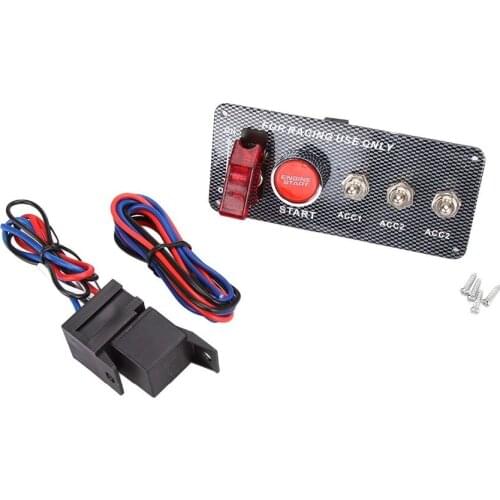 Racing Car 12V Ignition Switch Panel Engine Start Push Button Red LED Toggle