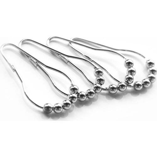Polished Satin Nickel 5 Roller ball Shower Curtain Rings Curtain Hooks