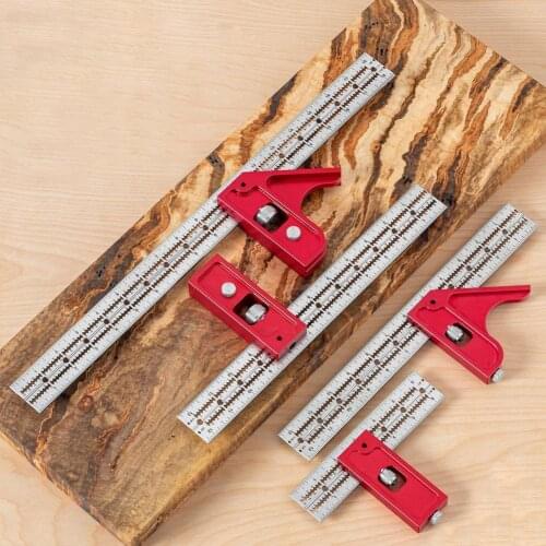 Practical Measuring Ruler Wide Application Clear Scale Aluminum Alloy Precise Accurate Adjustable Woodworking Ruler for Home