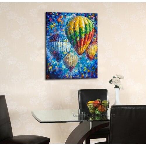 Hand Painted Modern Helium Balloons Picture on Canvas Knife Landscape Painting Hang Paintings For Decor Wall Oil Painting