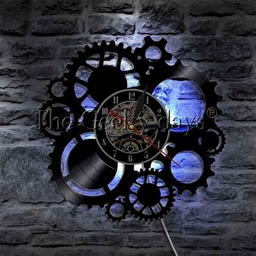 Steampunk LED Wall Light Sign Gear Cogs LED Lighting Clock Color Changing Wall Lamp With Remote Control