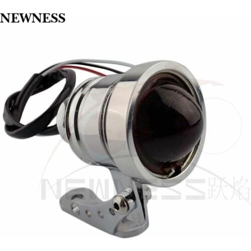 UNIVERSAL RETRO CHROME RED MOTORCYCLE BRAKE STOP REAR TAIL LIGHT LAMP FOR HARLEY BOBBER ATV CHOPPER