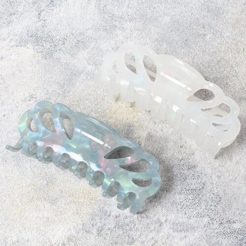 Women Hollow Hair Claws Clips Resin Colorful Acetate Hair Clamps Grips Ponytail Holder Hair Accessories